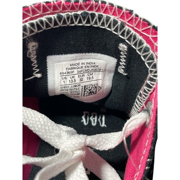 Converse Double Tongue Low Top Black Pink Sneakers Girls Juniors Size 1 654365F - Picture 9 of 12